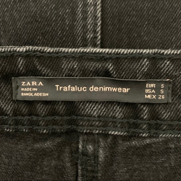 Zara Trafaluc Black Denim Mini Skirt Raw Hem - Picture 9 of 10